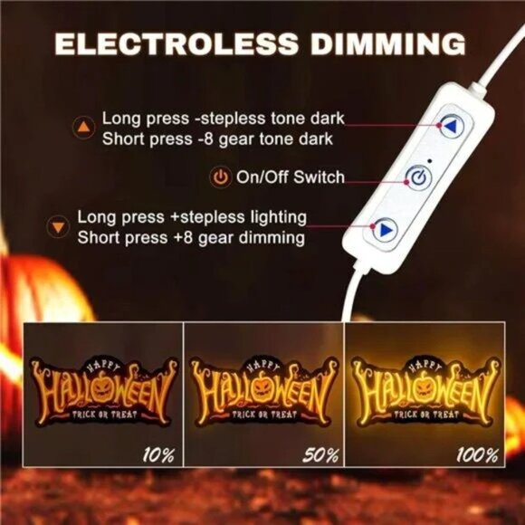 Halloween Neon Sign Wall Decor Pumpkin Neon Light USB Powered Light Up Acrylic - Picture 4 of 8